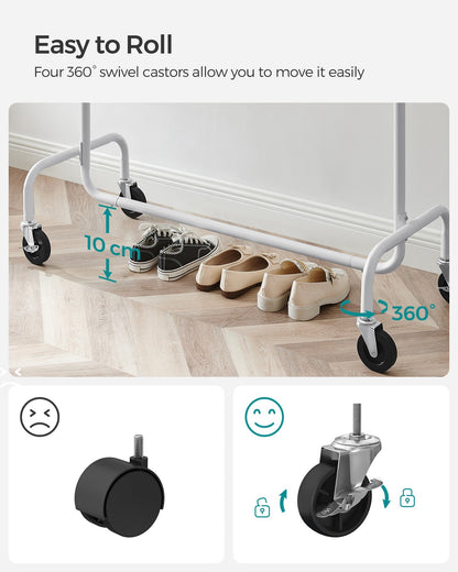 Clothes Rack on Wheels Matte White - image 6