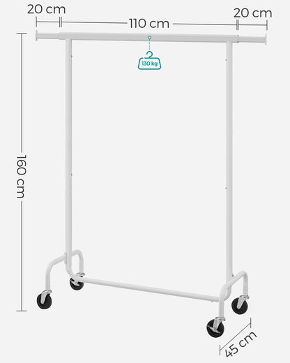 Clothes Rack on Wheels Matte White - image 8