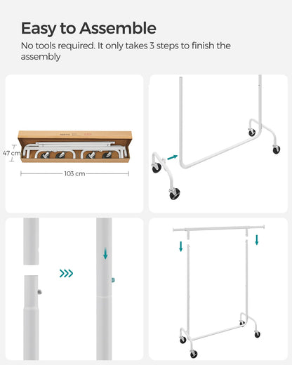 Clothes Rack on Wheels Matte White - image 9