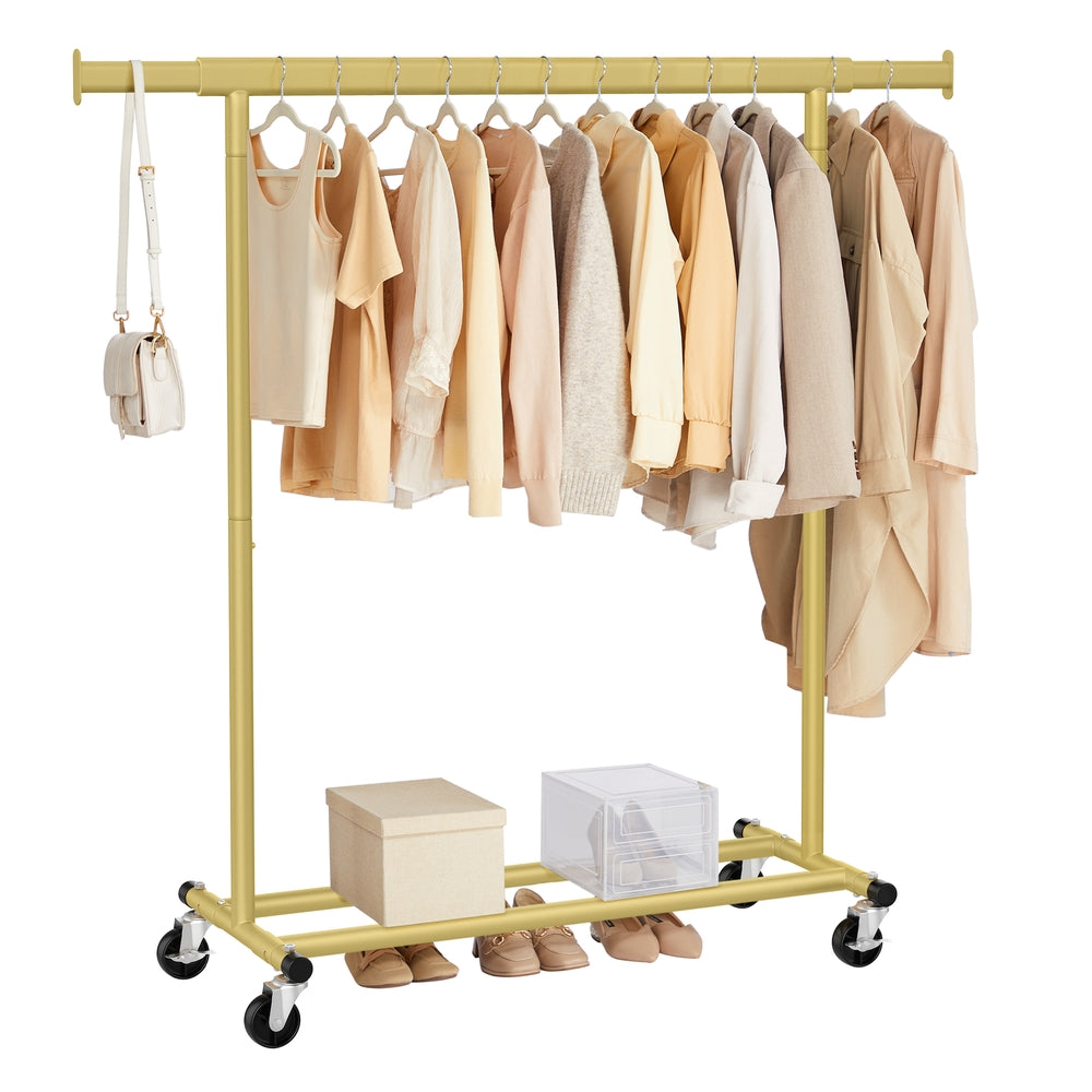Heavy-Duty Clothes Rack on Wheels Pale Gold - image 1