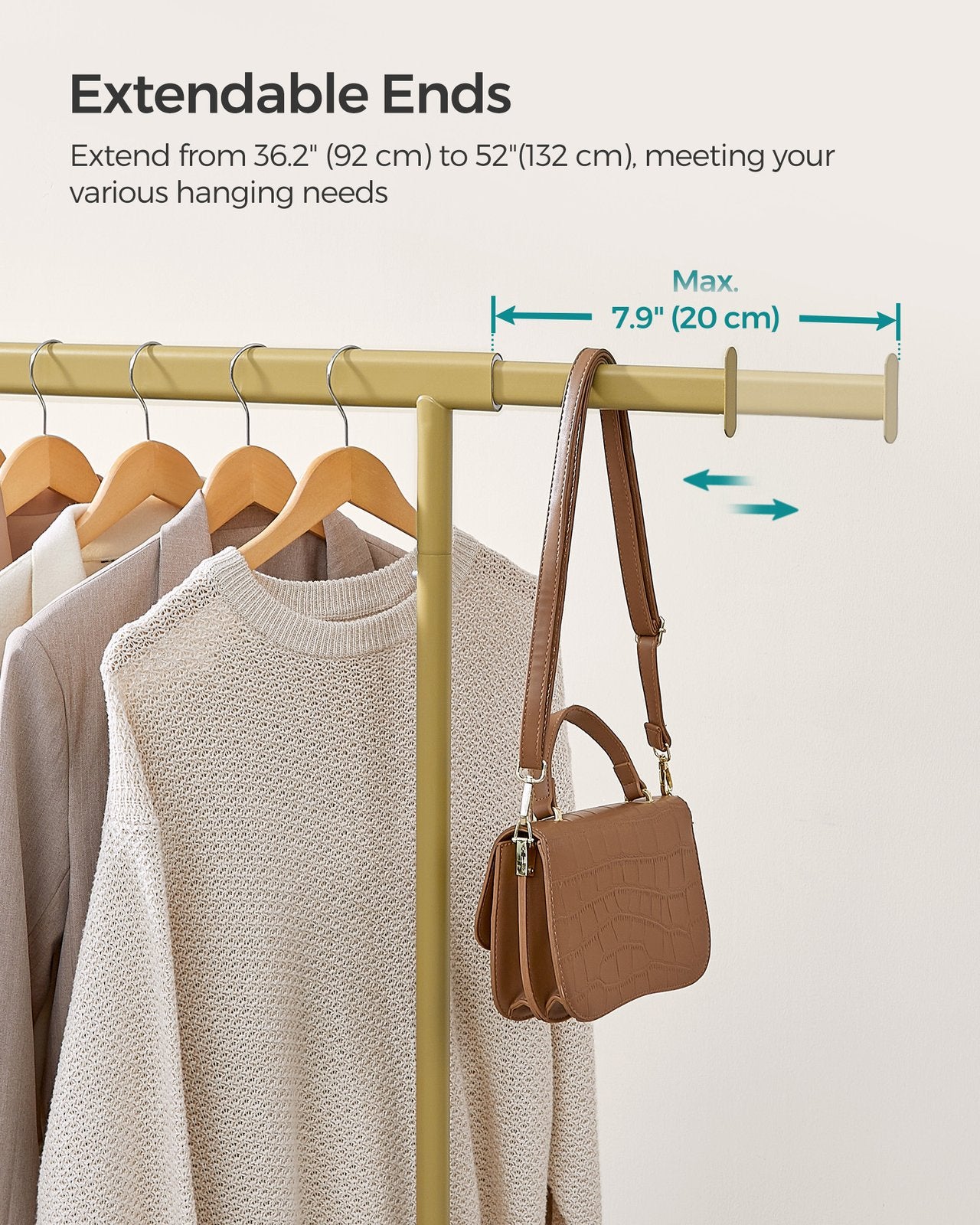 Heavy-Duty Clothes Rack on Wheels Pale Gold - image 3