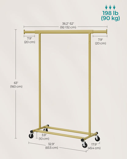 Heavy-Duty Clothes Rack on Wheels Pale Gold - image 5