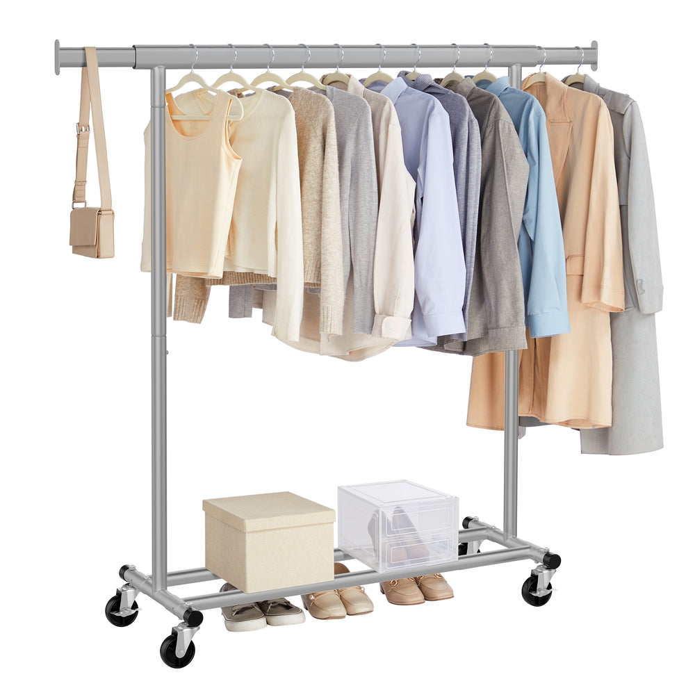 Heavy-Duty and Portable Clothes Rack on Wheels Dove Grey - image 1