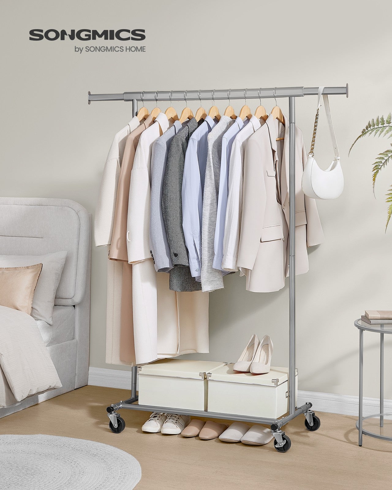 Heavy-Duty and Portable Clothes Rack on Wheels Dove Grey - image 2