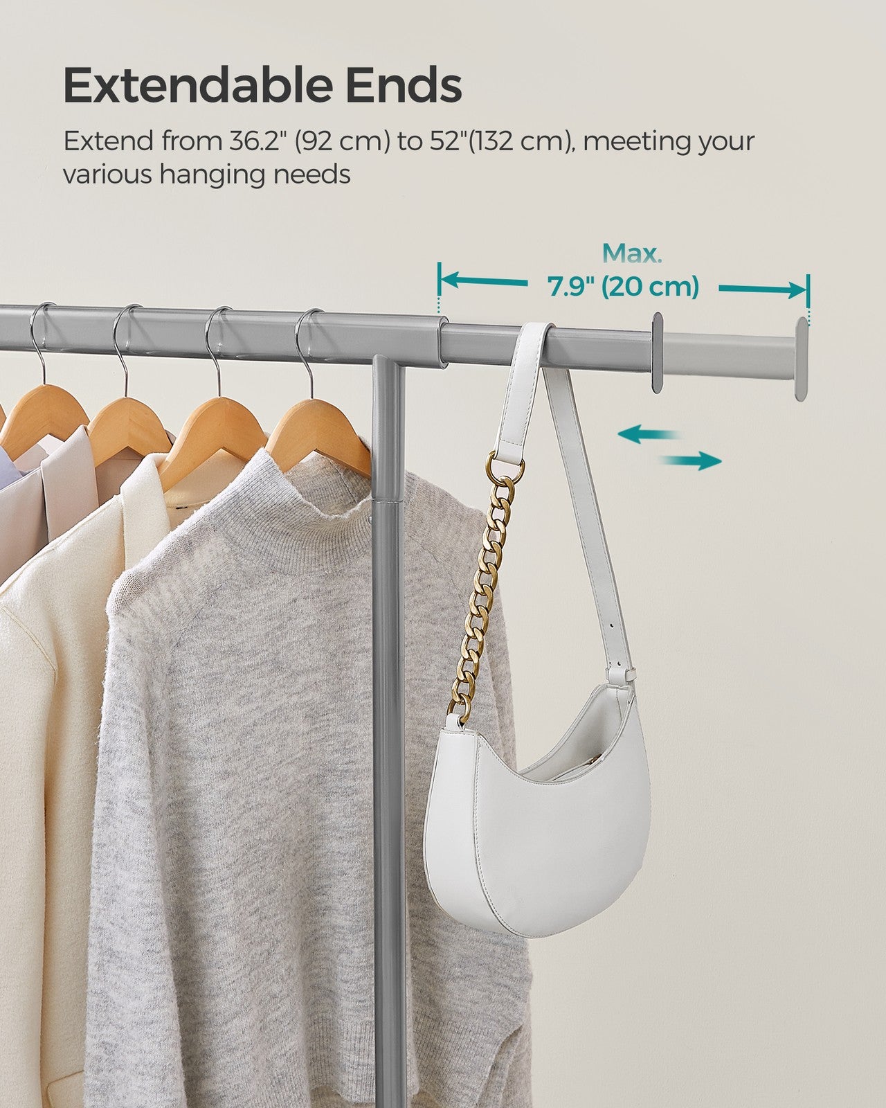 Heavy-Duty and Portable Clothes Rack on Wheels Dove Grey - image 3