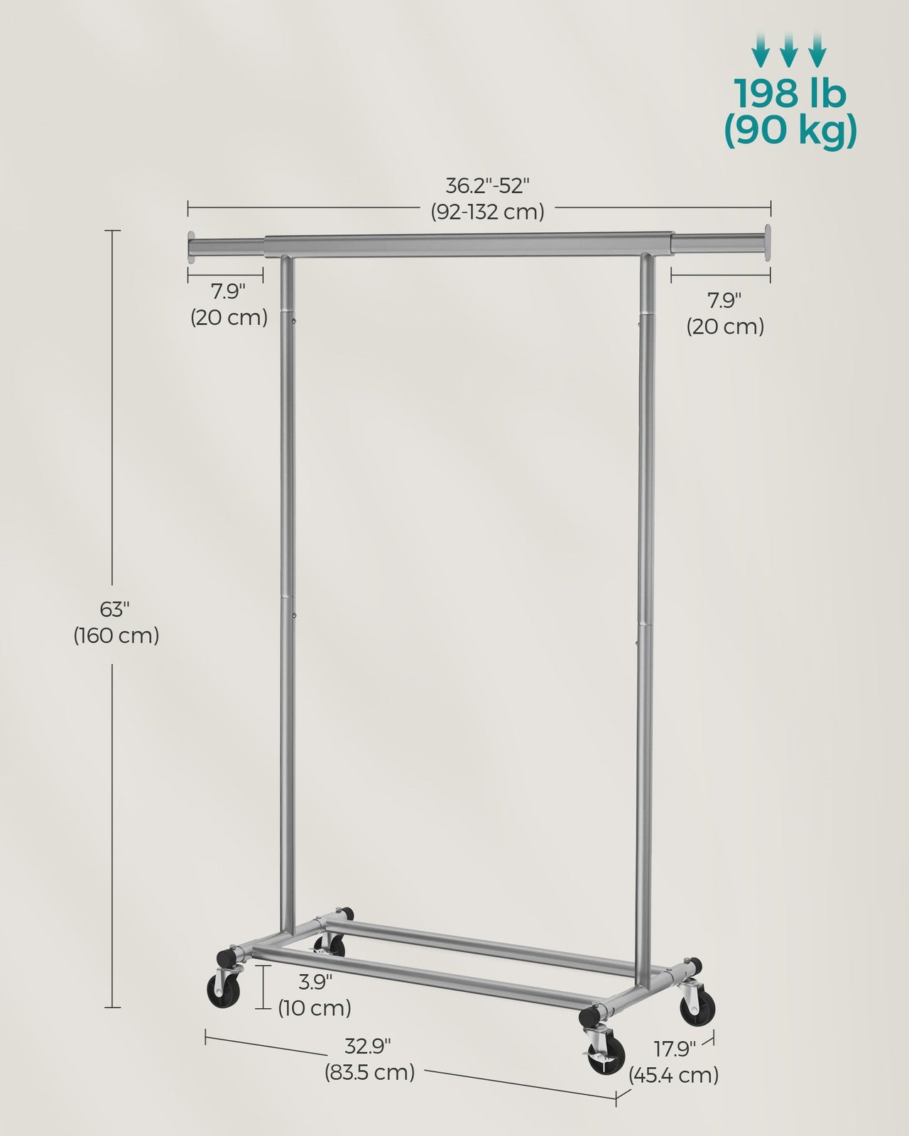 Heavy-Duty and Portable Clothes Rack on Wheels Dove Grey - image 5