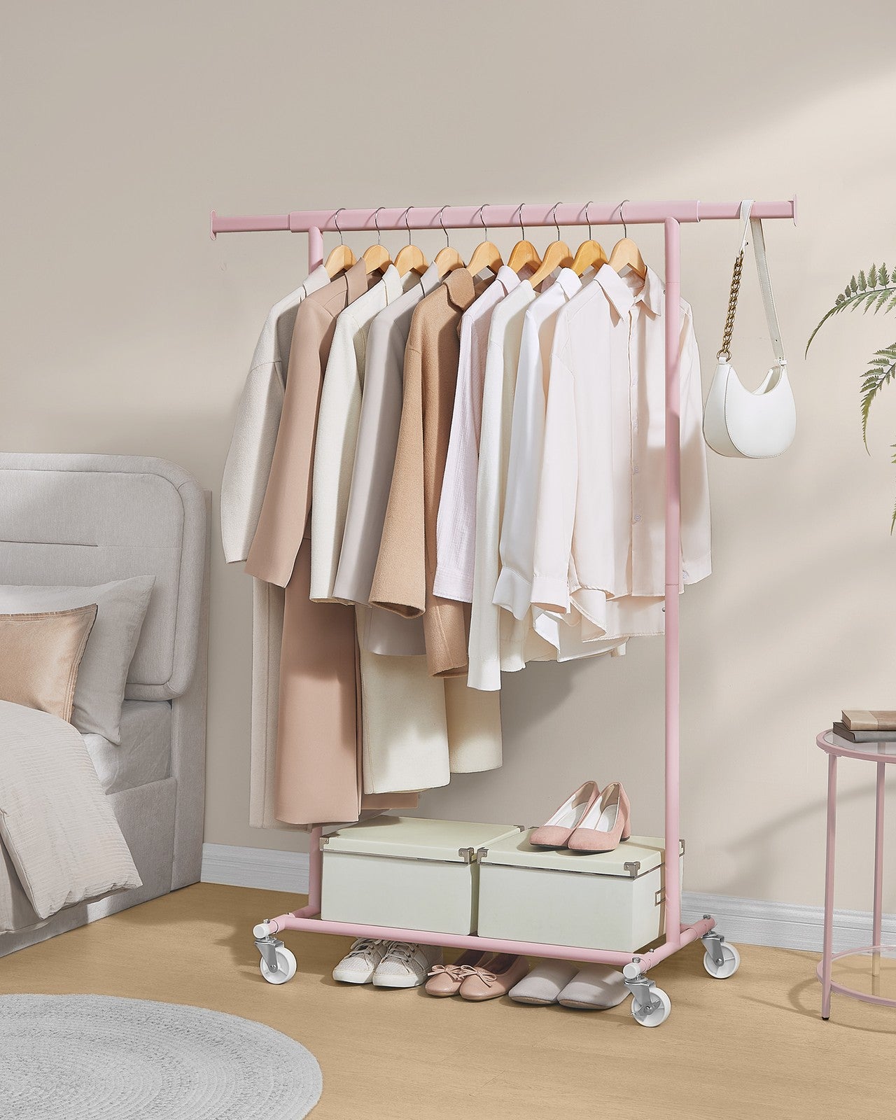 Heavy-Duty Clothes Rack on Wheels Pale Gold - image 8