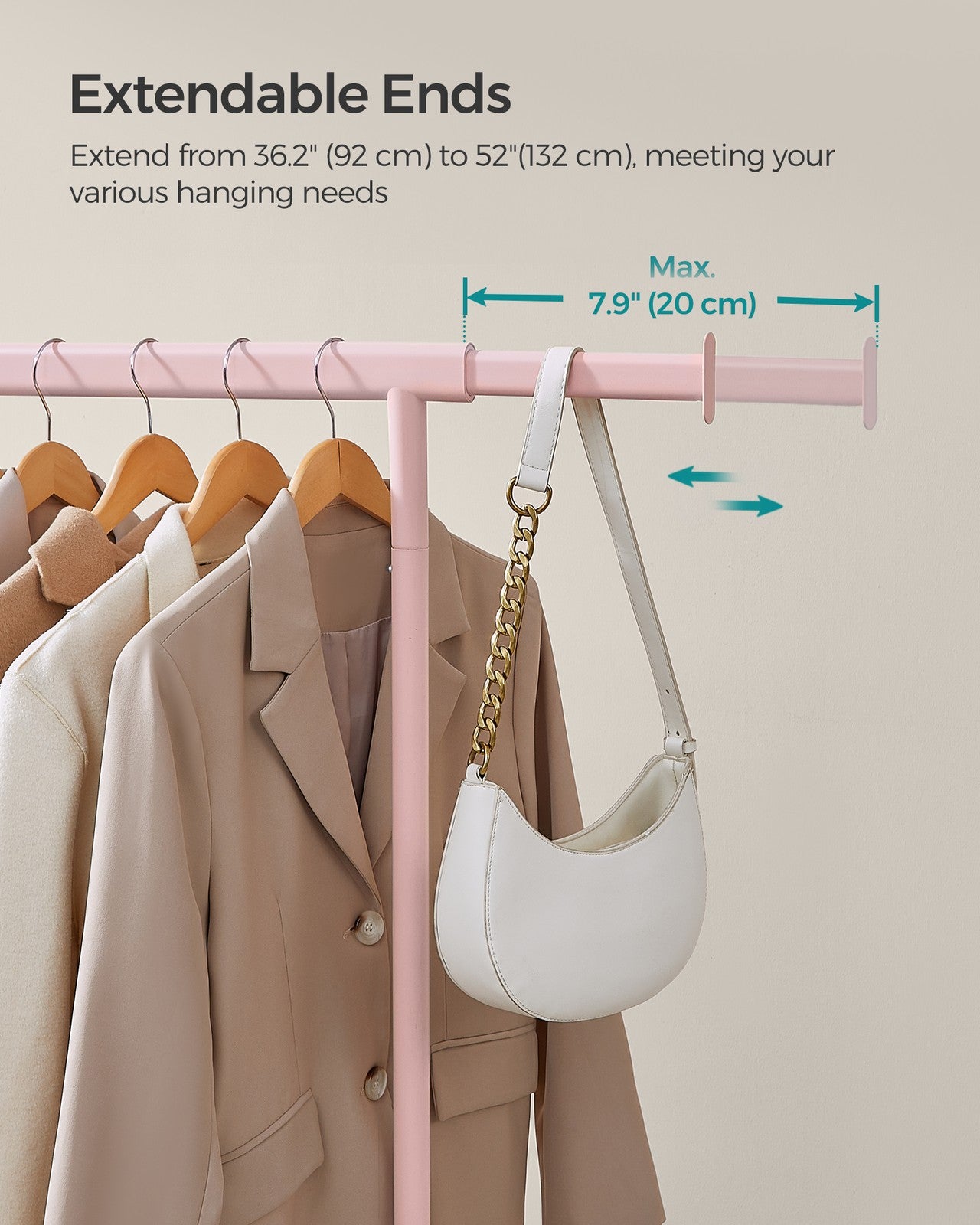 Heavy-Duty Clothes Rack on Wheels Pale Gold - image 9