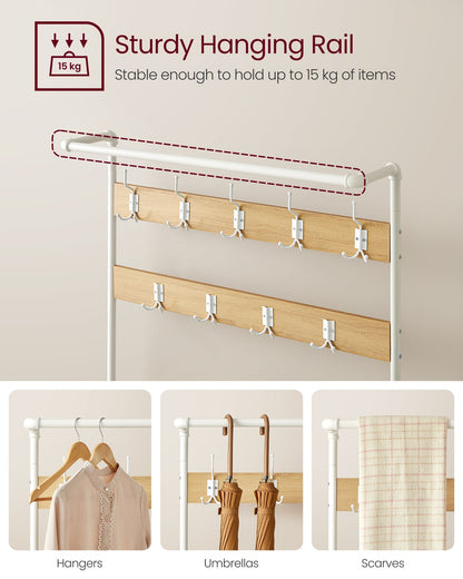 Coat rack stand with bench and shoe storage Oak and White - image 6