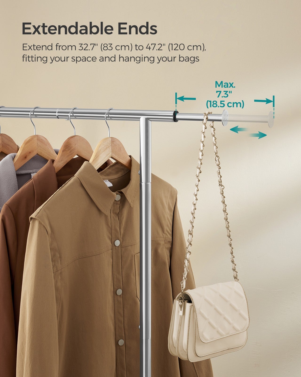 Clothes Rail with Extendable Hanging Rail Ink Black - image 10