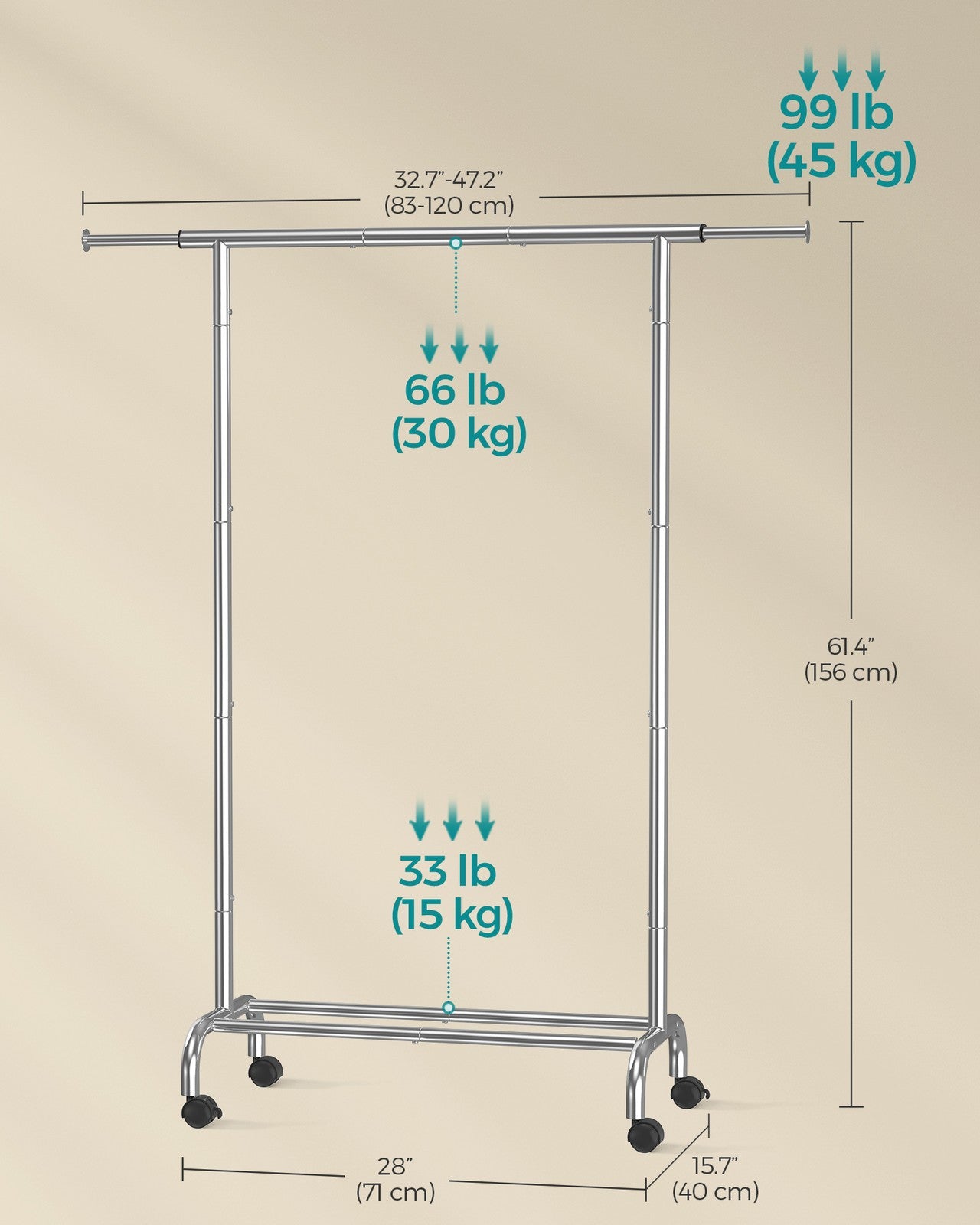 Clothes Rail with Extendable Hanging Rail Ink Black - image 13