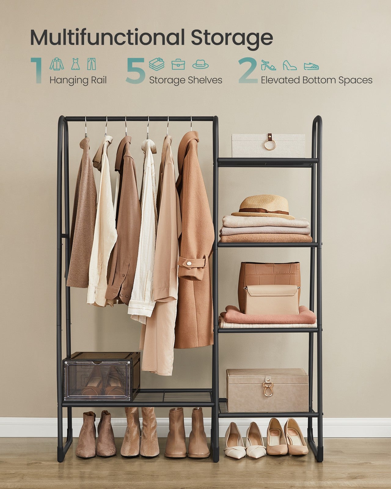 Freestanding Clothes Rack Matte Black - image 3