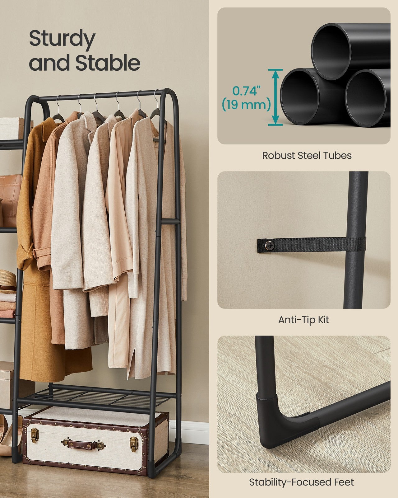 Freestanding Clothes Rack Matte Black - image 4