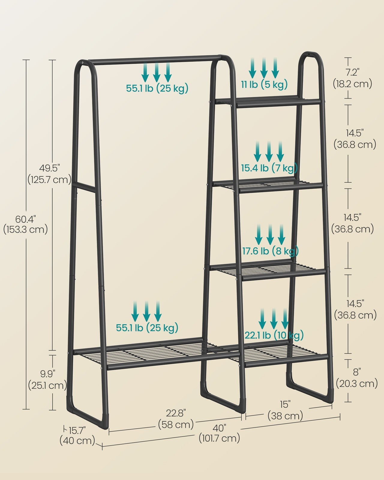 Freestanding Clothes Rack Matte Black - image 5