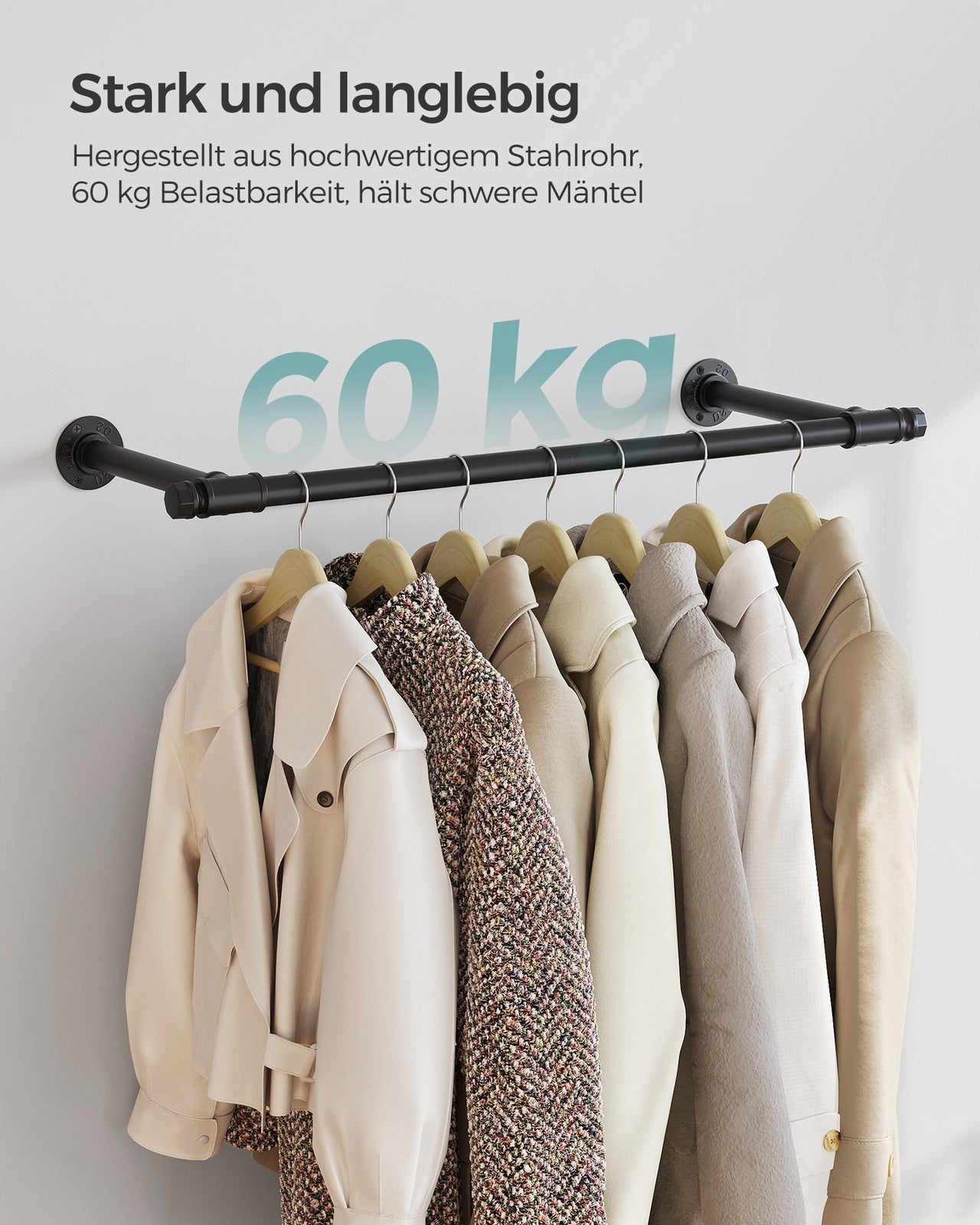 Wall-Mounted Clothes Rail 60 kg Load - image 15