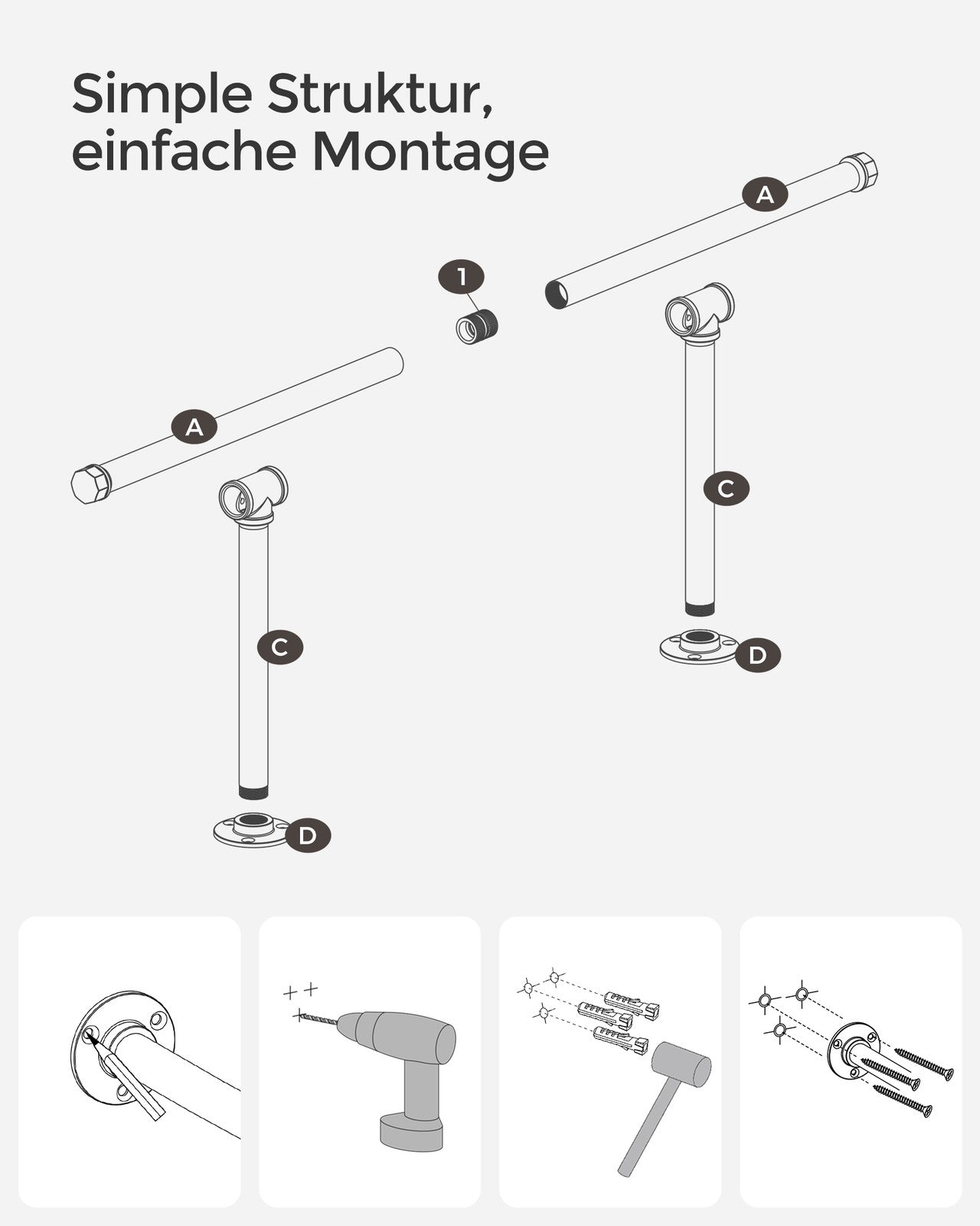 Wall-Mounted Clothes Rail 60 kg Load - image 18