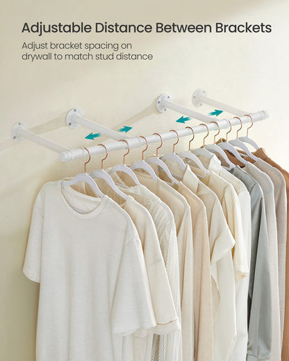 Set of 2 Wall-Mounted Steel Clothes Rails Cloud White - image 4