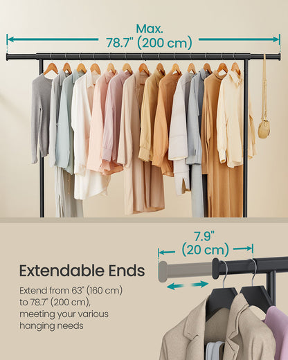 Clothes Rack on Wheels with Extendable Hanging Rail Matte Black - image 4