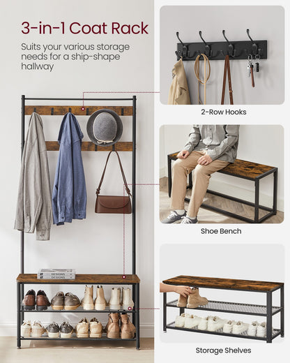 Coat Rack, Coat Stand with Shoe Storage Bench - image 2