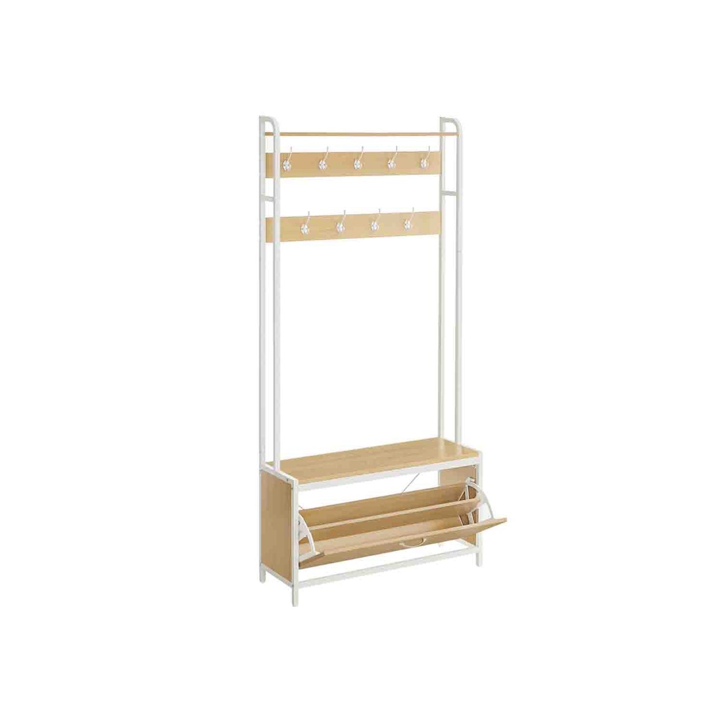 Coat Rack with Shoe Storage Golden Oak and Cloud White - image 4
