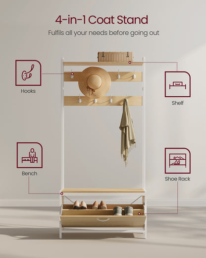 Coat Rack with Shoe Storage Golden Oak and Cloud White - image 7