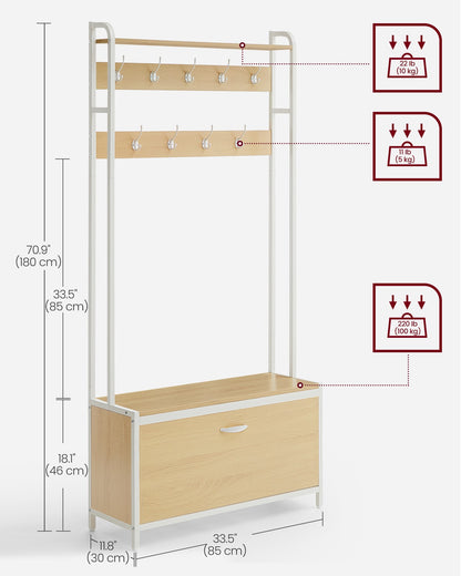 Coat Rack with Shoe Storage Golden Oak and Cloud White - image 11