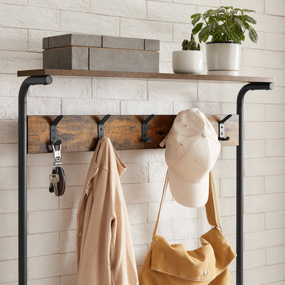 Industrial Rustic Clothes Rack with Shoe Storage and Hooks - image 4
