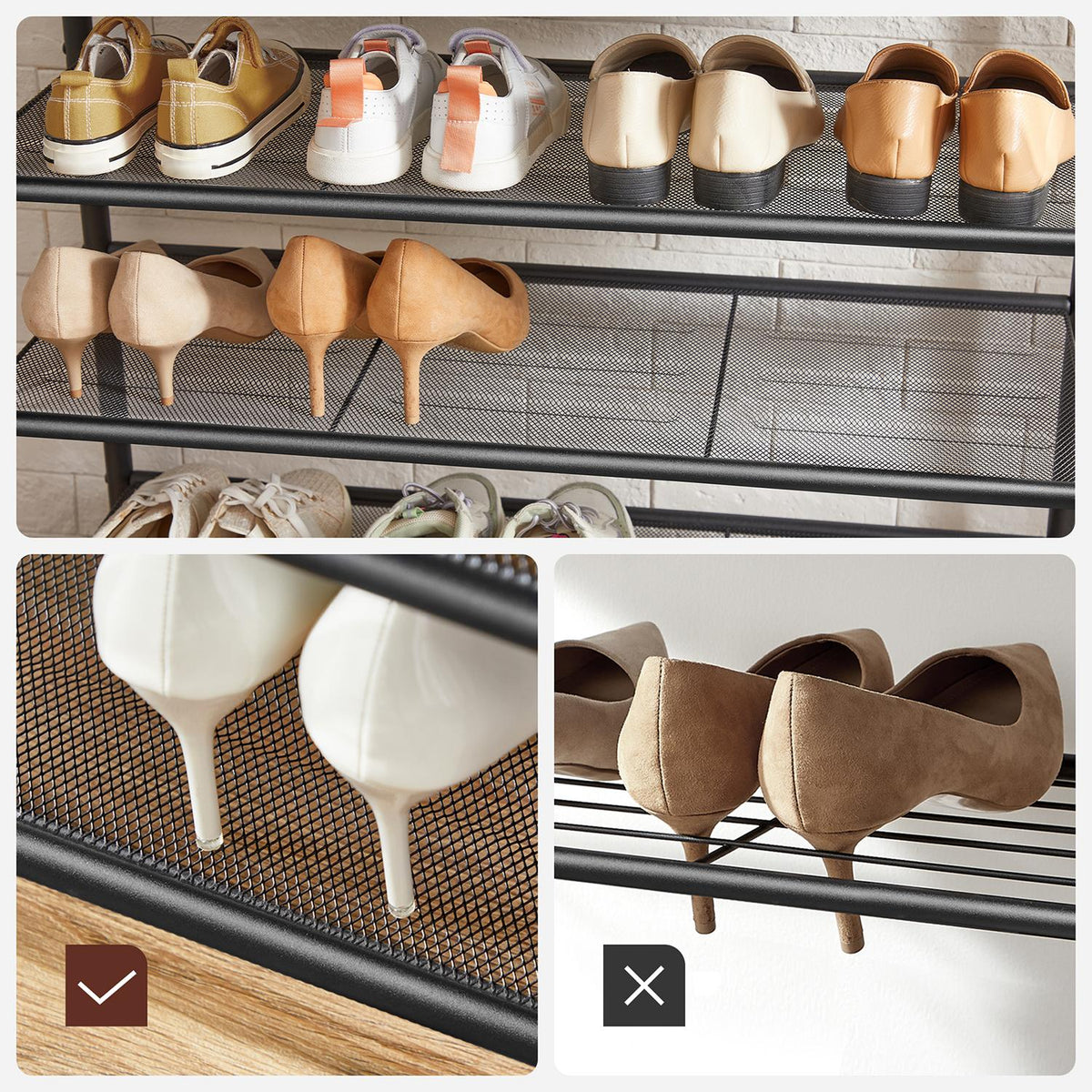 Industrial Rustic Clothes Rack with Shoe Storage and Hooks - image 6