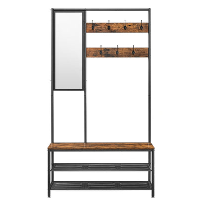 Coat Rack with Shoe Storage, Coat Stand for Hallway with Mirror - image 1