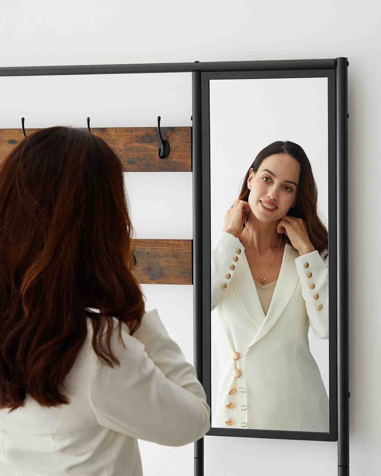 Coat Rack with Shoe Storage, Coat Stand for Hallway with Mirror - image 9