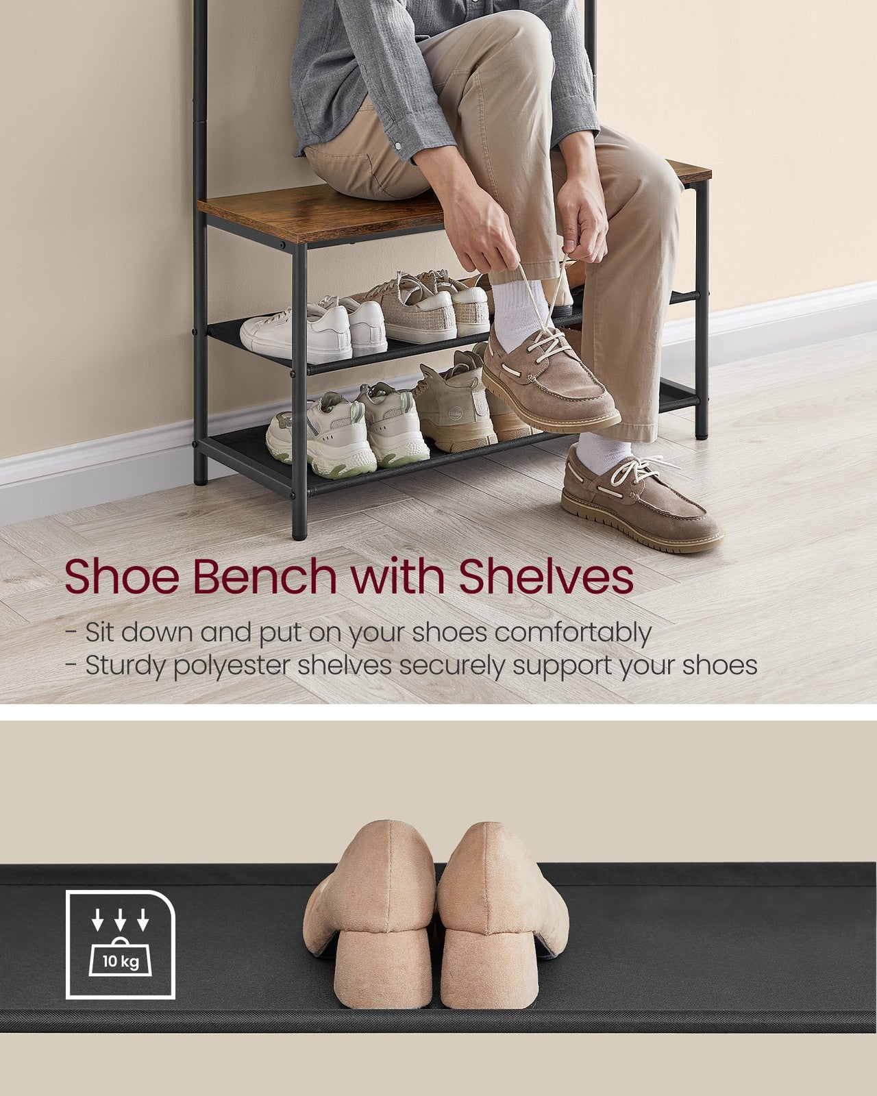 Coat Stand with Shoe Bench - image 4