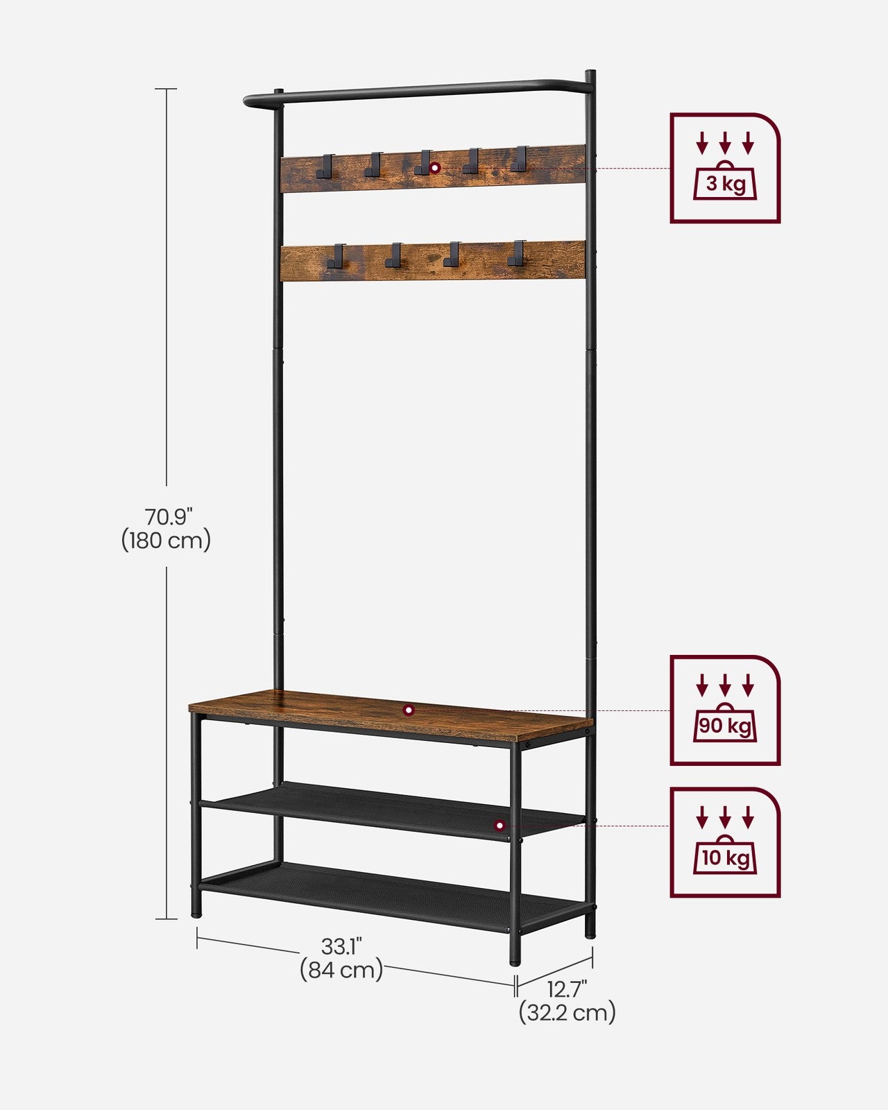 Coat Stand with Shoe Bench - image 6