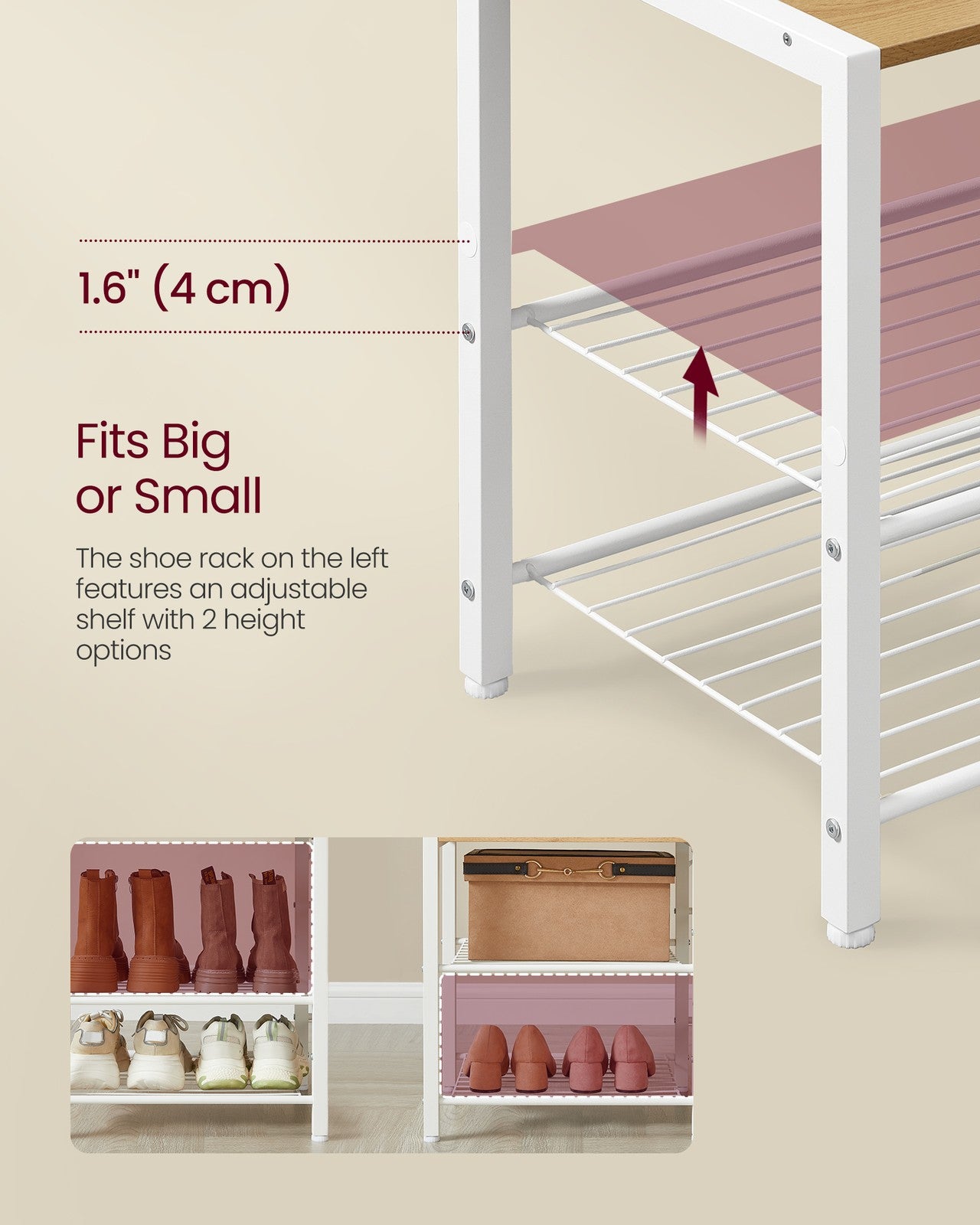 9 Hook Coat Rack with Shoe Bench - image 13