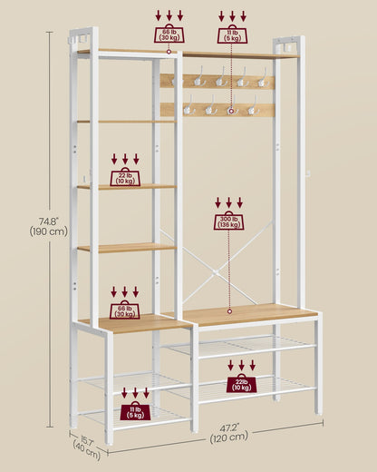 9 Hook Coat Rack with Shoe Bench - image 15