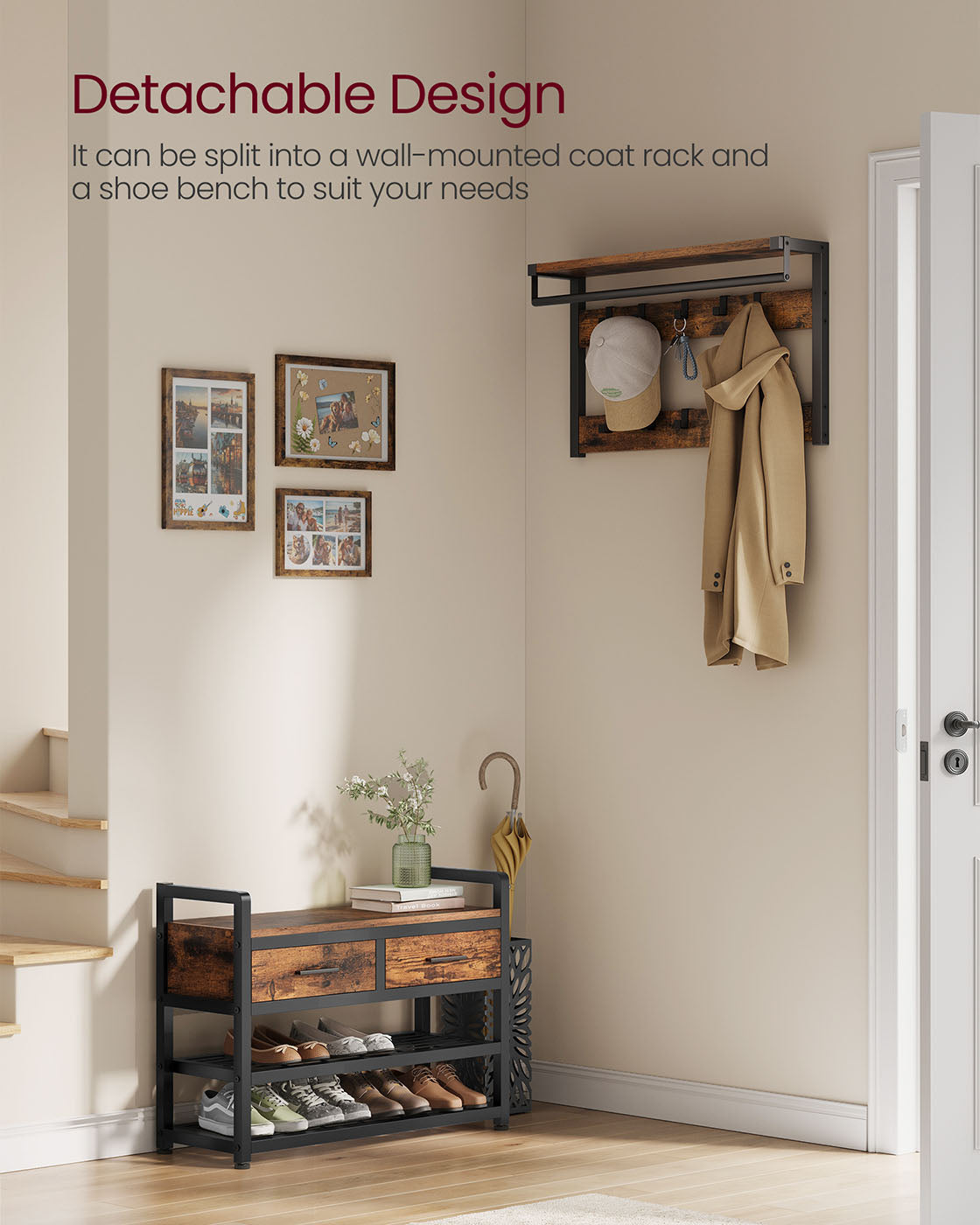 Coat Rack with Shoe Bench - image 5