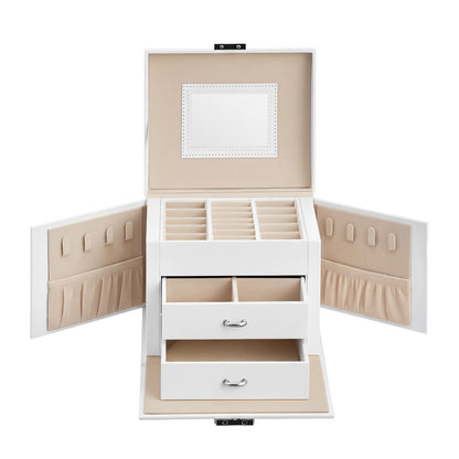 Travel Jewellery Storage Case with Mirror, 2 Drawers - image 1