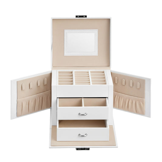 Travel Jewellery Storage Case with Mirror, 2 Drawers - image 1