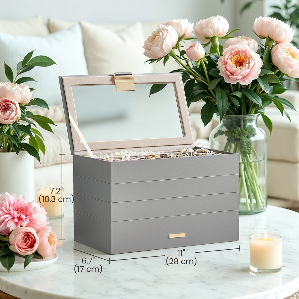 4-Tier Stackable Jewellery Trays, Jewellery Box, Drawer Jewellery Organiser - image 23