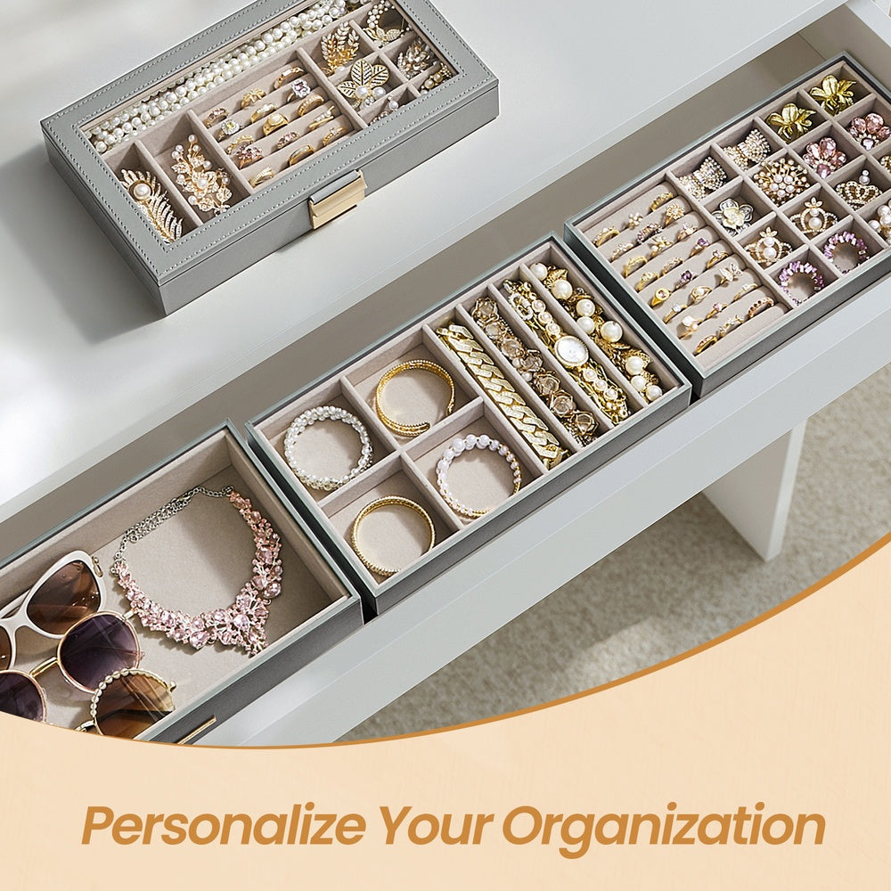 4-Tier Stackable Jewellery Trays, Jewellery Box, Drawer Jewellery Organiser - image 26