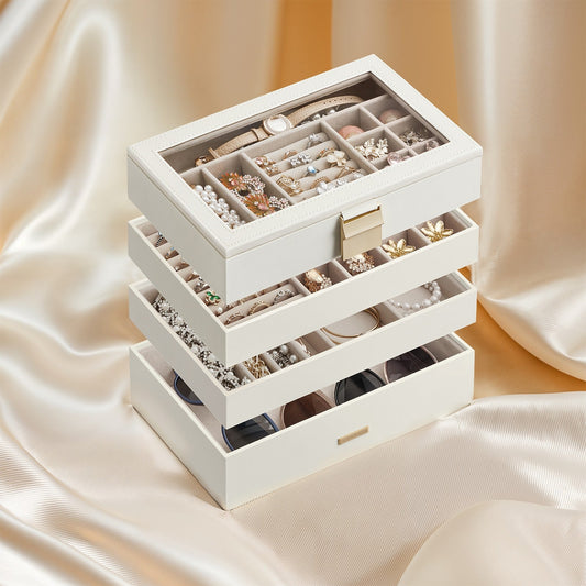4-Tier Stackable Jewellery Trays, Jewellery Box, Drawer Jewellery Organiser - image 1
