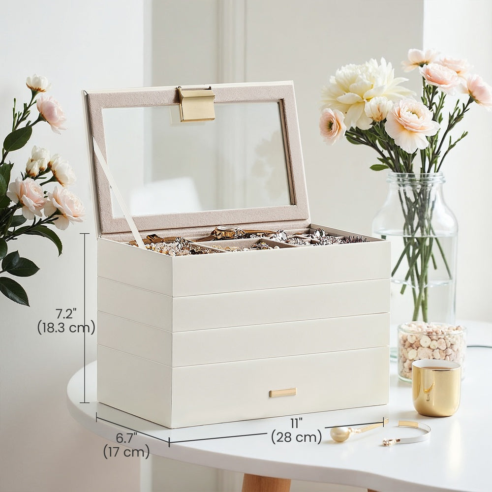 4-Tier Stackable Jewellery Trays, Jewellery Box, Drawer Jewellery Organiser - image 3