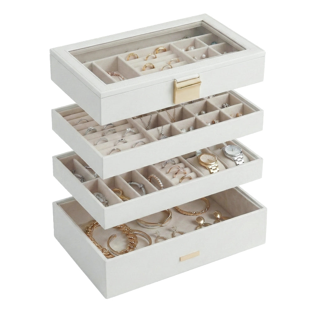 4-Tier Stackable Jewellery Trays, Jewellery Box, Drawer Jewellery Organiser - image 7