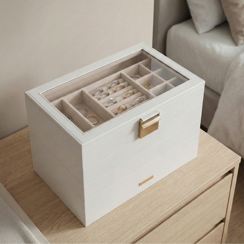 4-Tier Stackable Jewellery Trays, Jewellery Box, Drawer Jewellery Organiser - image 9
