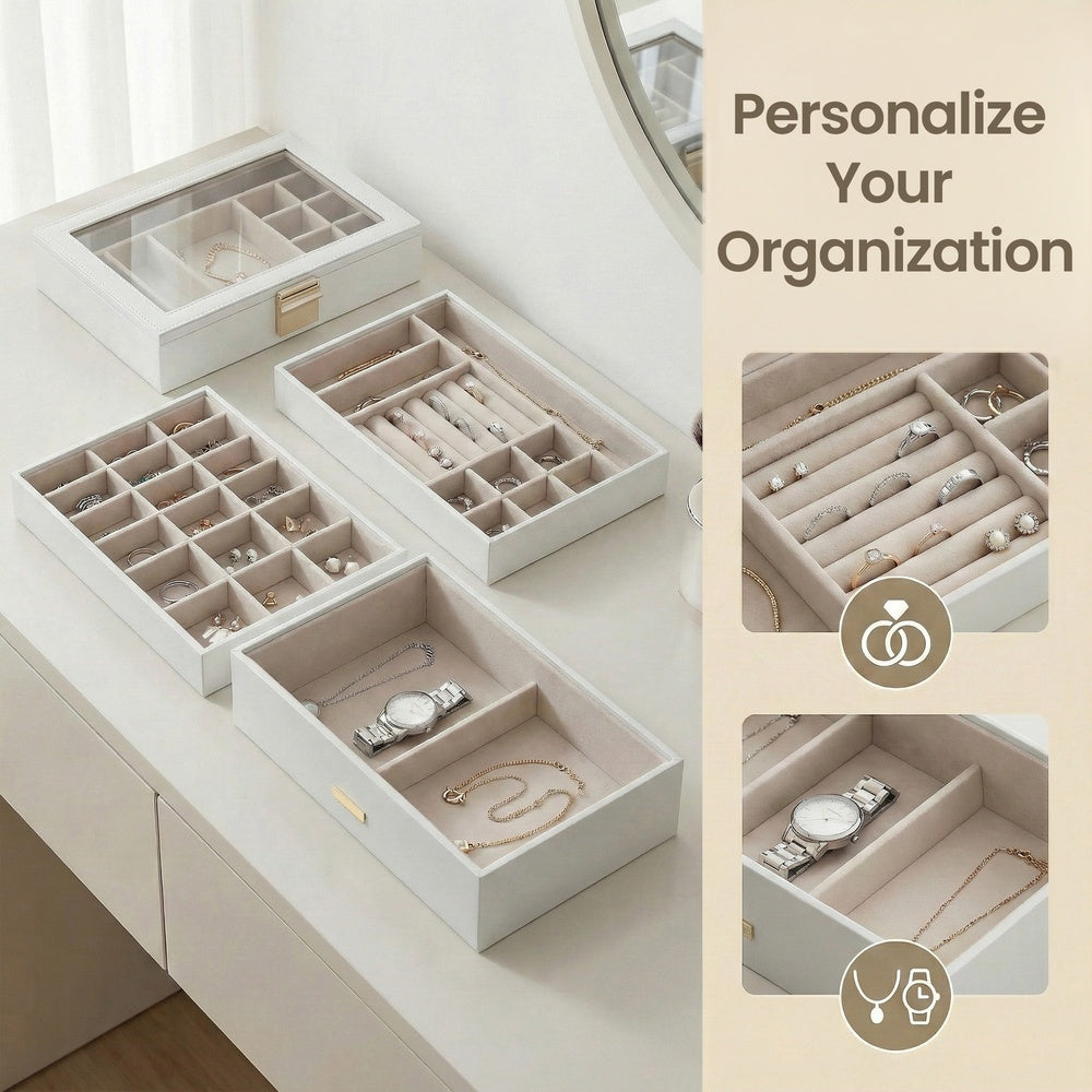 4-Tier Stackable Jewellery Trays, Jewellery Box, Drawer Jewellery Organiser - image 10