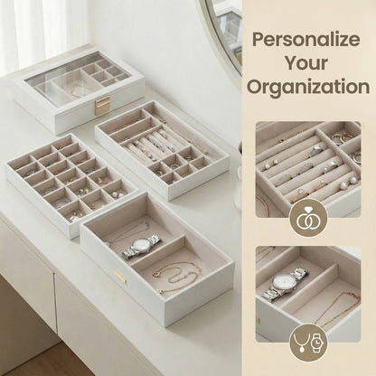 4-Tier Stackable Jewellery Trays, Jewellery Box, Drawer Jewellery Organiser - image 10