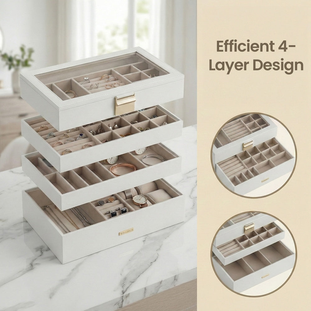 4-Tier Stackable Jewellery Trays, Jewellery Box, Drawer Jewellery Organiser - image 11