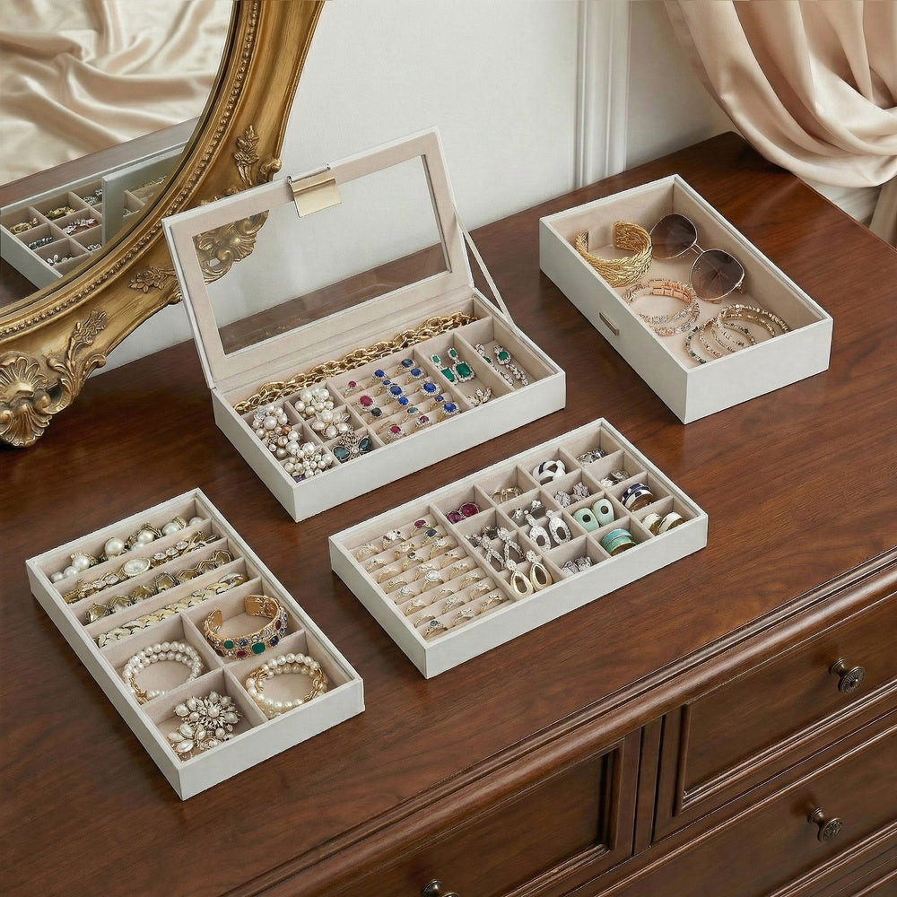 4-Tier Stackable Jewellery Trays, Jewellery Box, Drawer Jewellery Organiser - image 12