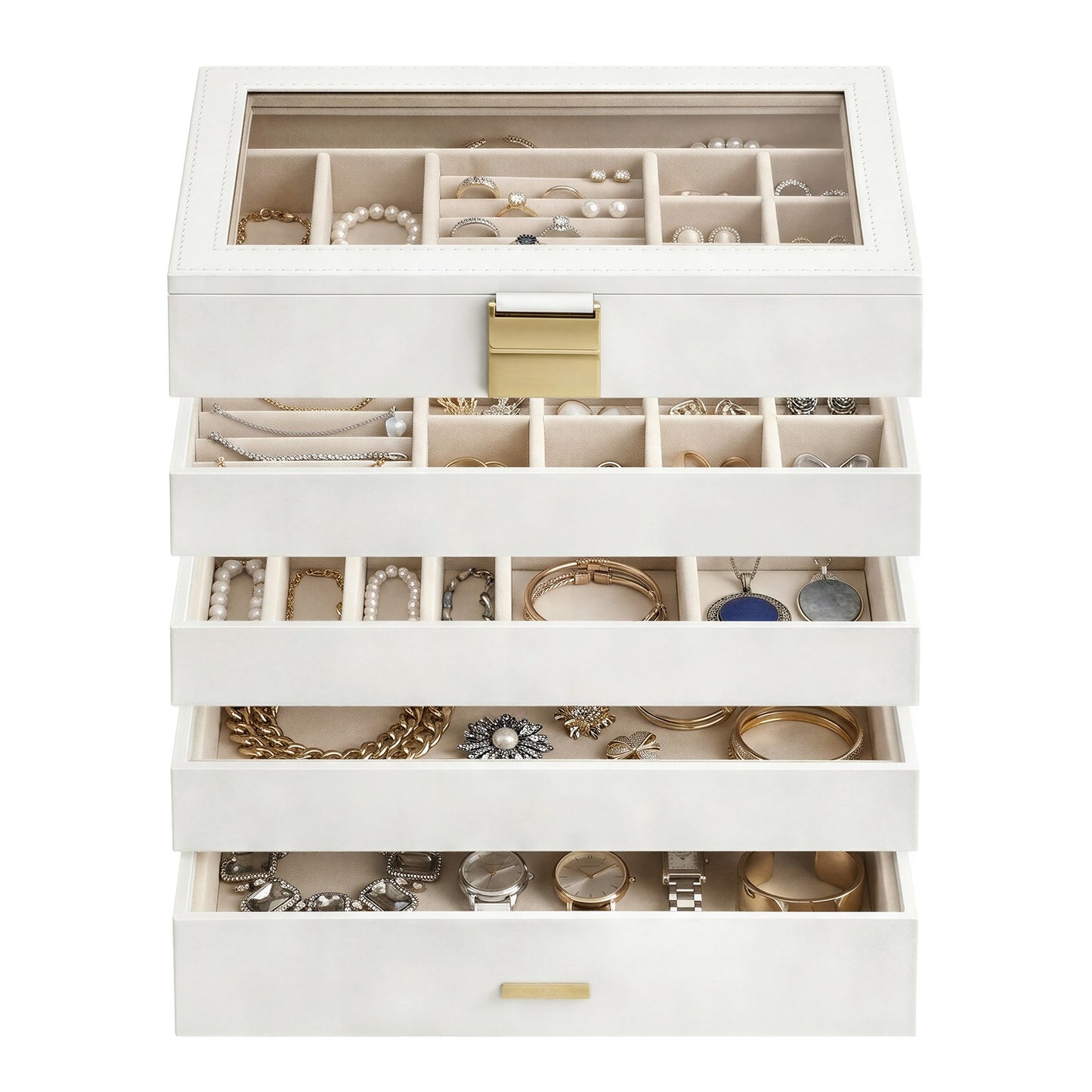 4-Tier Stackable Jewellery Trays, Jewellery Box, Drawer Jewellery Organiser - image 28