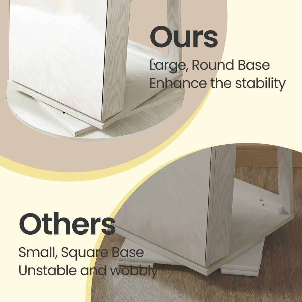 360° Rotating Mirrored Jewellery Cabinet, Lockable Jewellery Organiser, with Full-Length Mirror - image 5