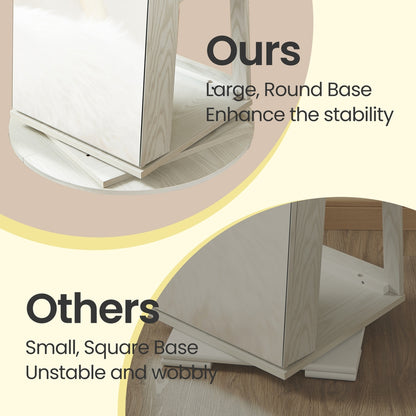 360° Rotating Mirrored Jewellery Cabinet, Lockable Jewellery Organiser, with Full-Length Mirror - image 5